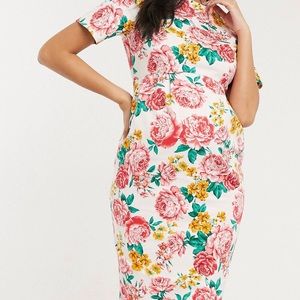 Maternity midi dress floral print